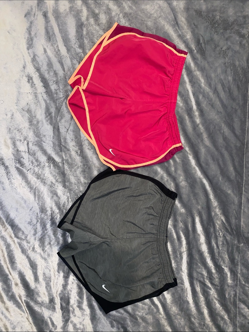 Nike Girls Pink with Peach Trim & Gray Athletic Shorts 2-Pack